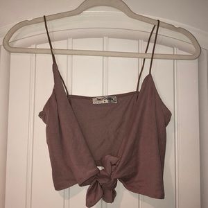 Lilac Tie In Front Crop Top